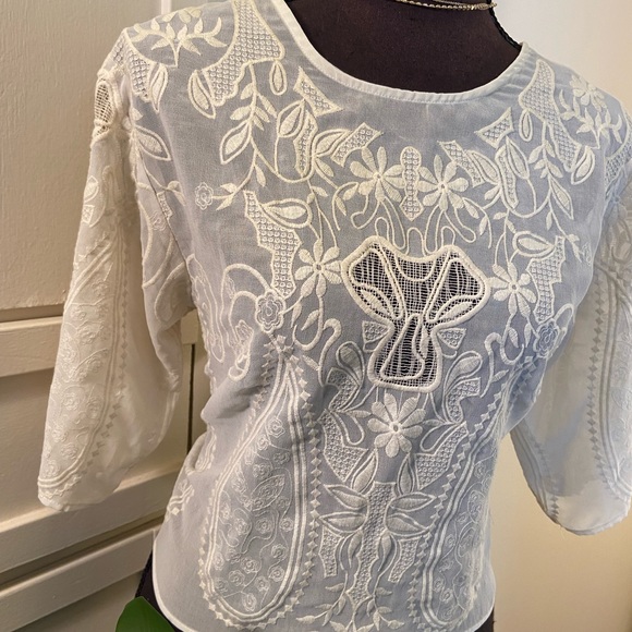 Vintage Lace Blouse | Cream Lace Blouse - Picture 2 of 6